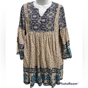 Hayden LA  Peasant Tunic Top S Small Lightweight V-Neck BOHO shirt paisley